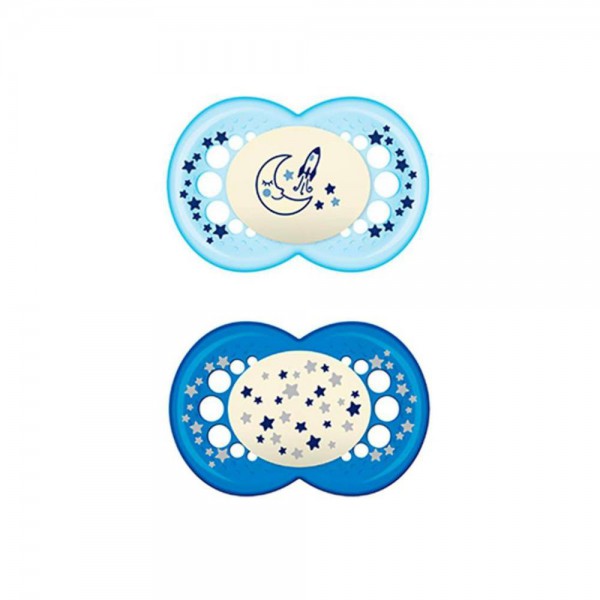 mam chupete original night silicona azul 6m