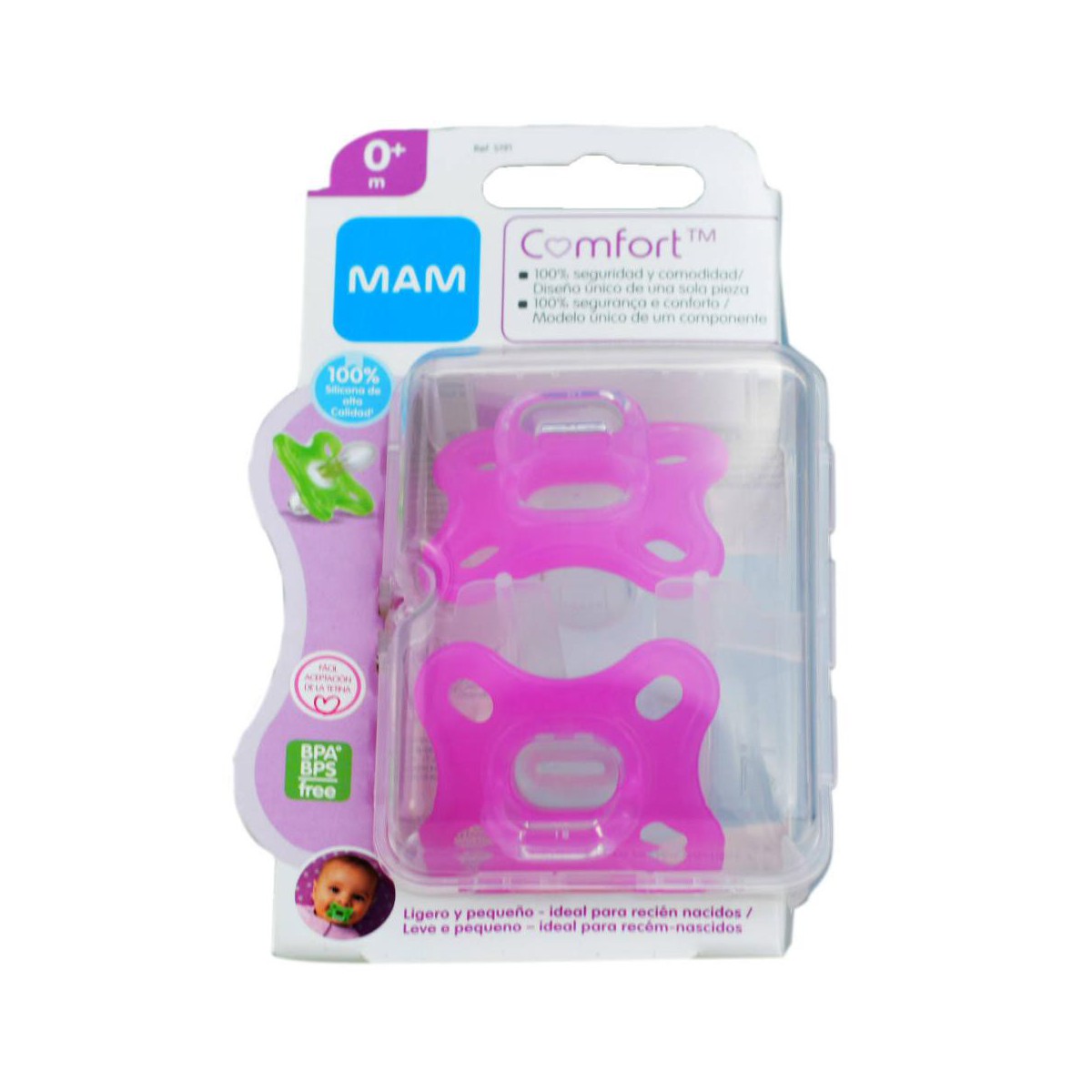mam chupete comfort color rosa silicona